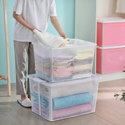 4x 57 Litre Modular Clear Foldable Storage Box with Lid Plastic Tub Collapsible V563-75200-4X