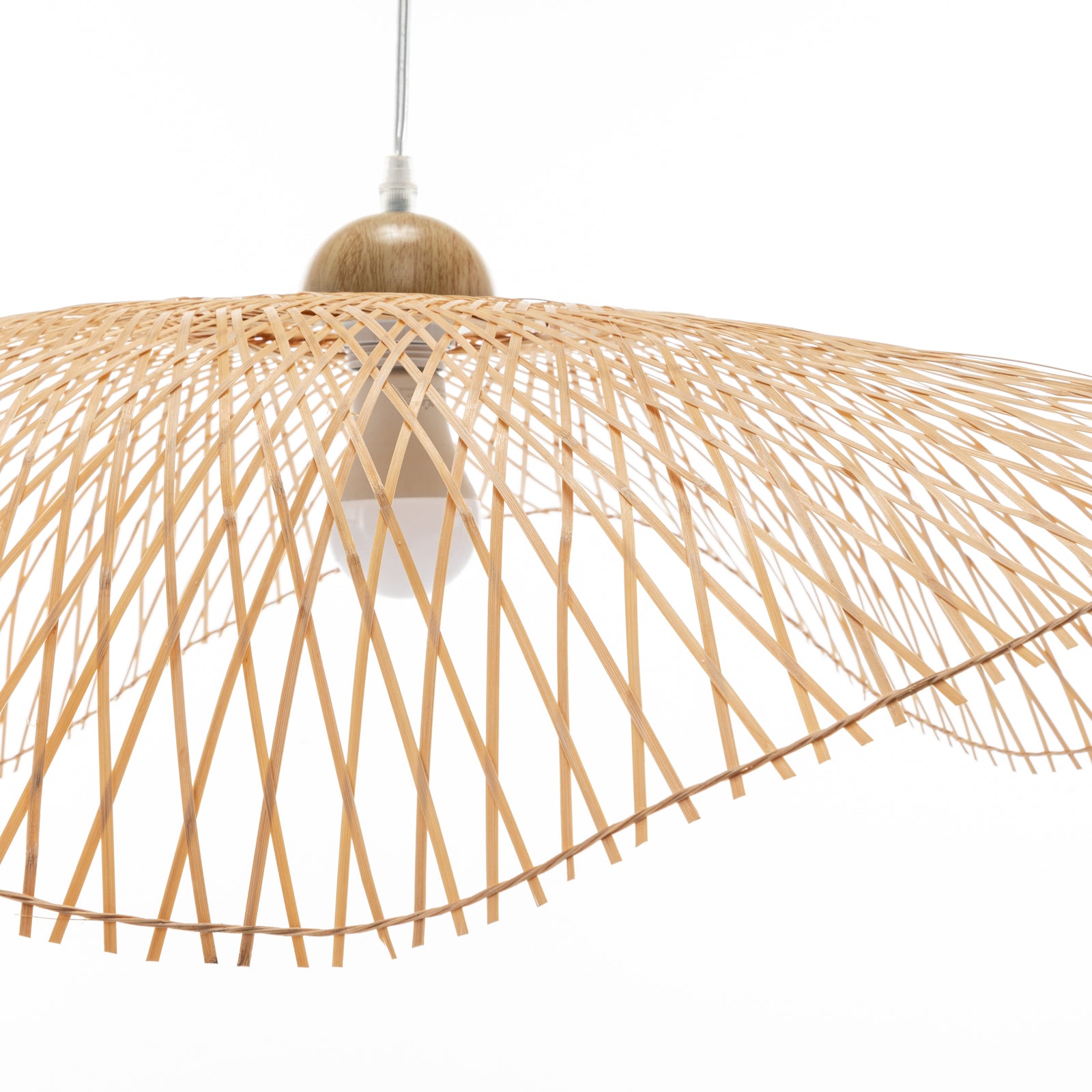Serene Natural Hand-Woven Bamboo Wave Pendant Lamp Light - Large V563-75230