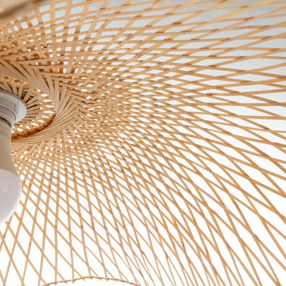 Serene Natural Hand-Woven Bamboo Wave Pendant Lamp Light - Large V563-75230