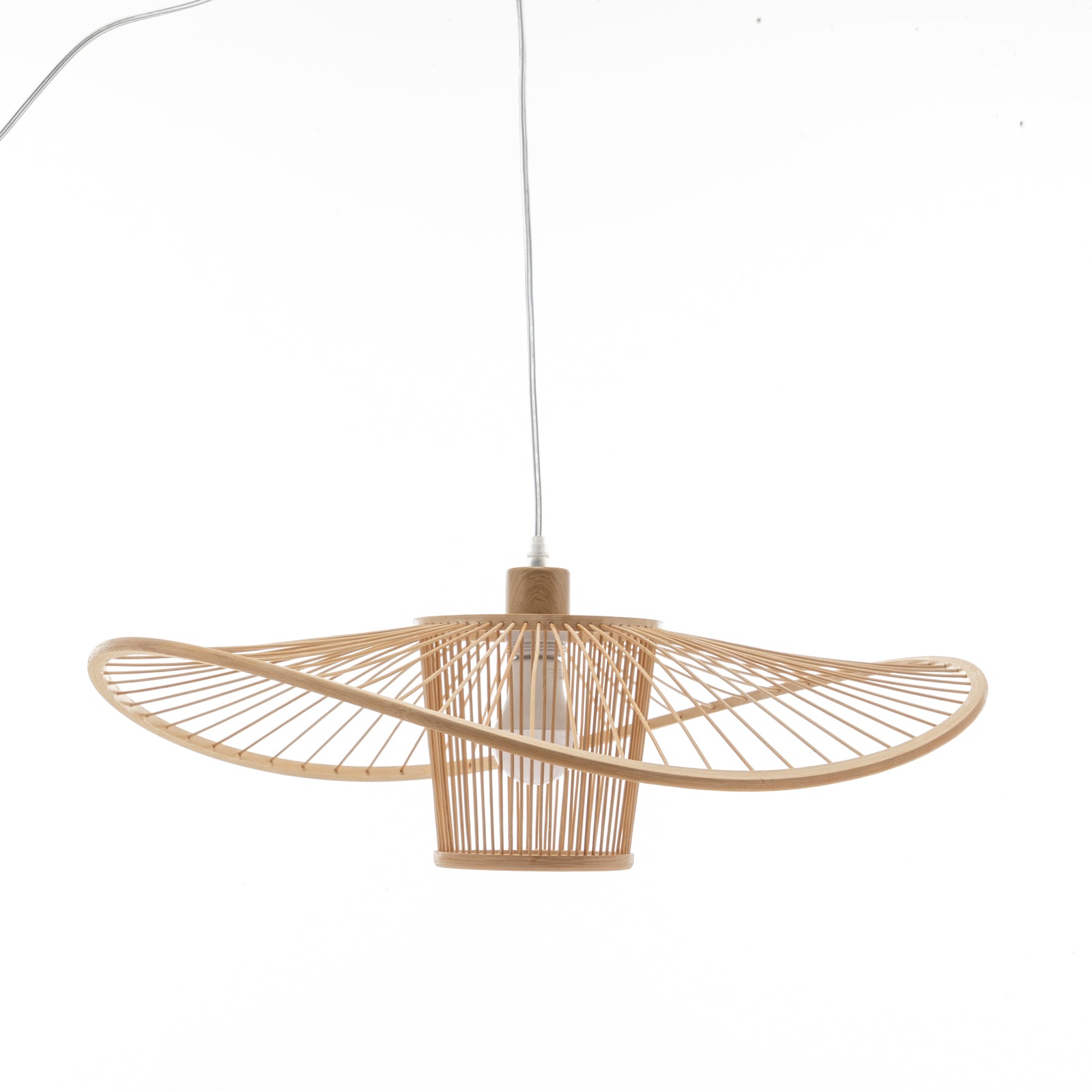 Elysian Breeze Natural Hand-Woven Bamboo Wide Brim Pendant Lamp V563-75231