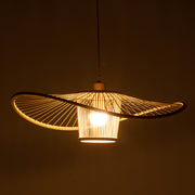 Elysian Breeze Natural Hand-Woven Bamboo Wide Brim Pendant Lamp V563-75231