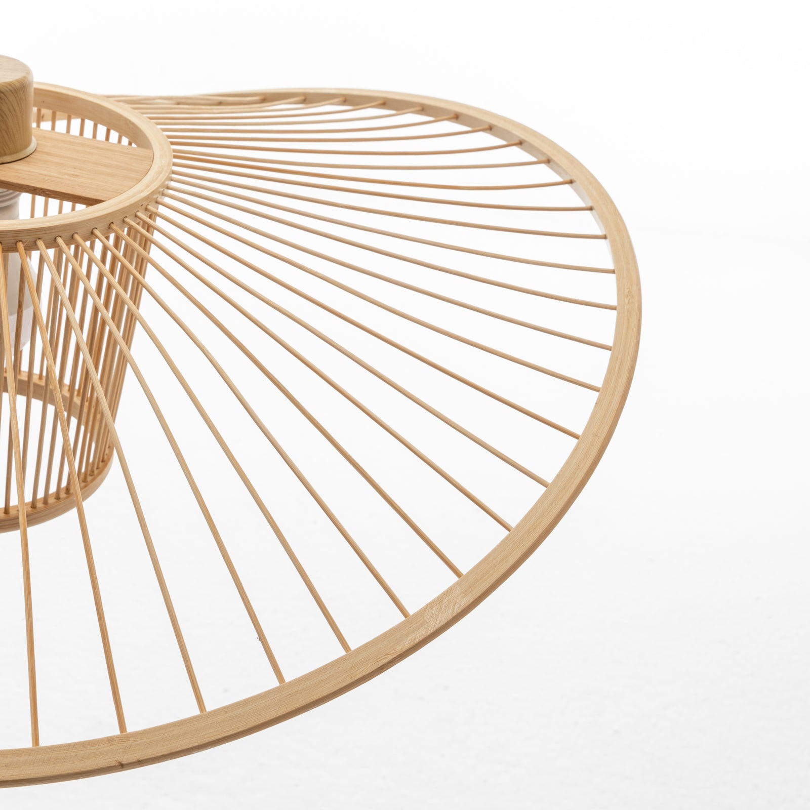 Elysian Breeze Natural Hand-Woven Bamboo Wide Brim Pendant Lamp V563-75231