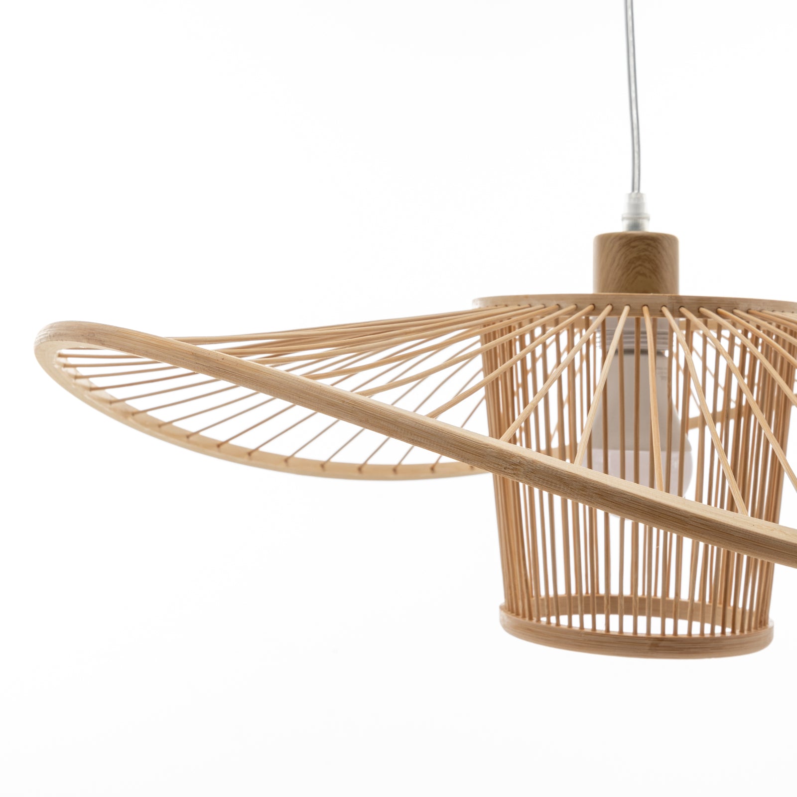 Elysian Breeze Natural Hand-Woven Bamboo Wide Brim Pendant Lamp V563-75231