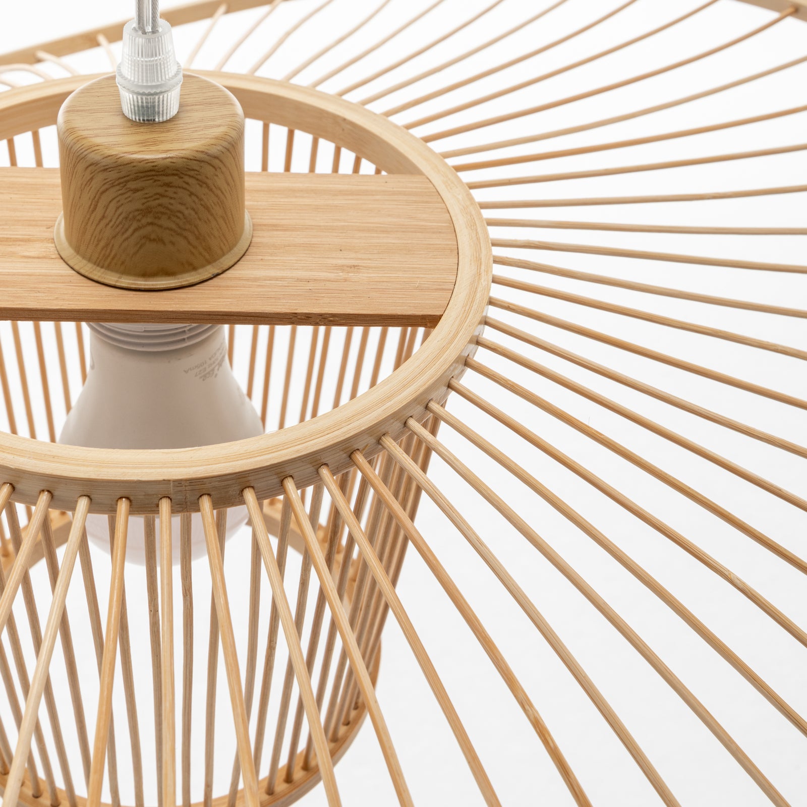 Elysian Breeze Natural Hand-Woven Bamboo Wide Brim Pendant Lamp V563-75231