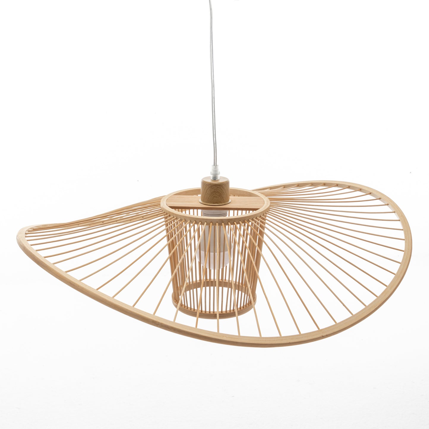 Elysian Breeze Natural Hand-Woven Bamboo Wide Brim Pendant Lamp V563-75231