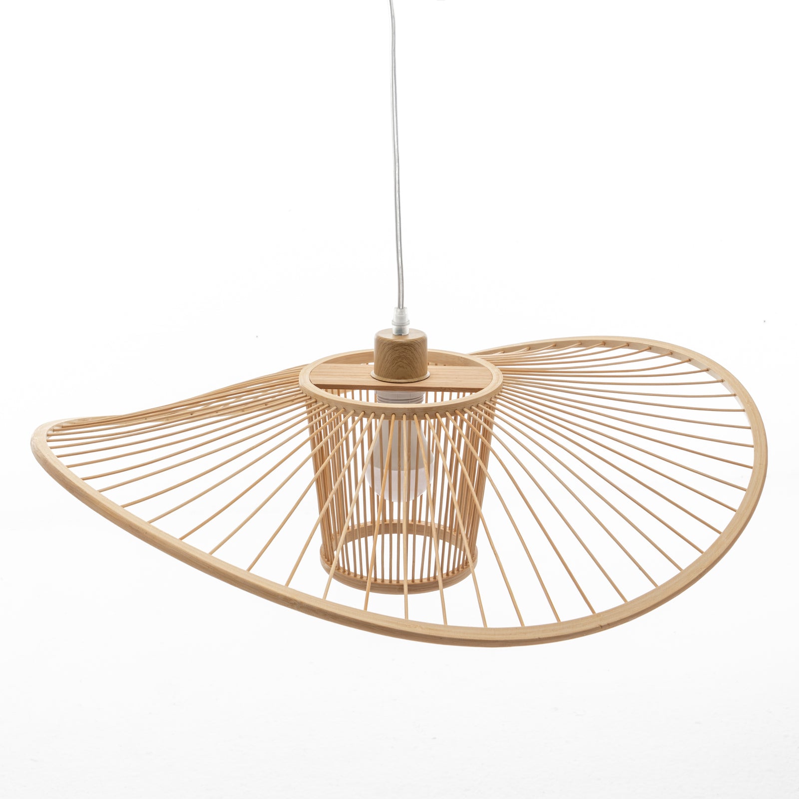 Elysian Breeze Natural Hand-Woven Bamboo Wide Brim Pendant Lamp V563-75231