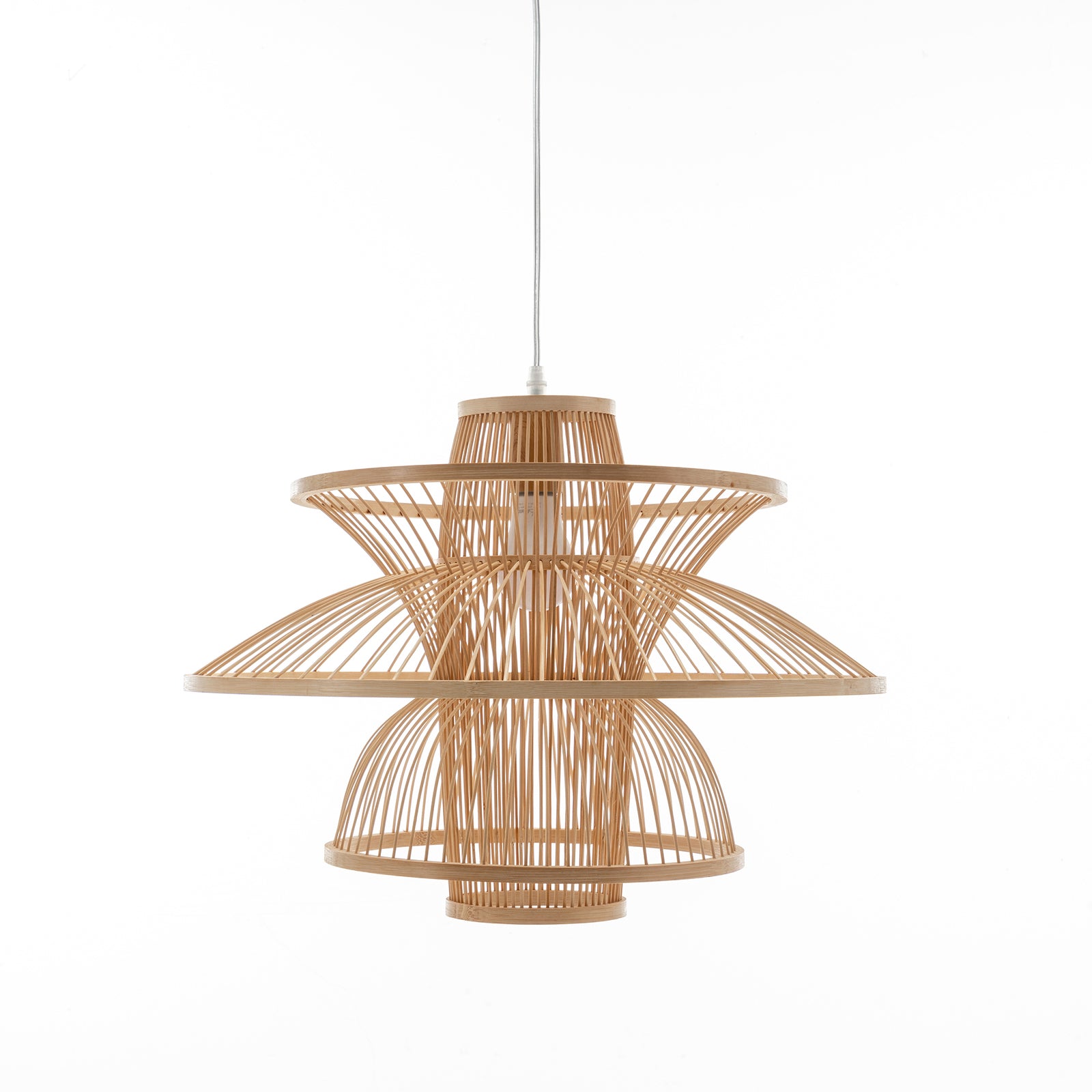 Aurora Natural Hand-Woven Bamboo 3-Layer Pendant Lamp Light V563-75233