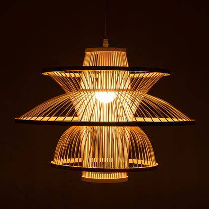 Aurora Natural Hand-Woven Bamboo 3-Layer Pendant Lamp Light V563-75233