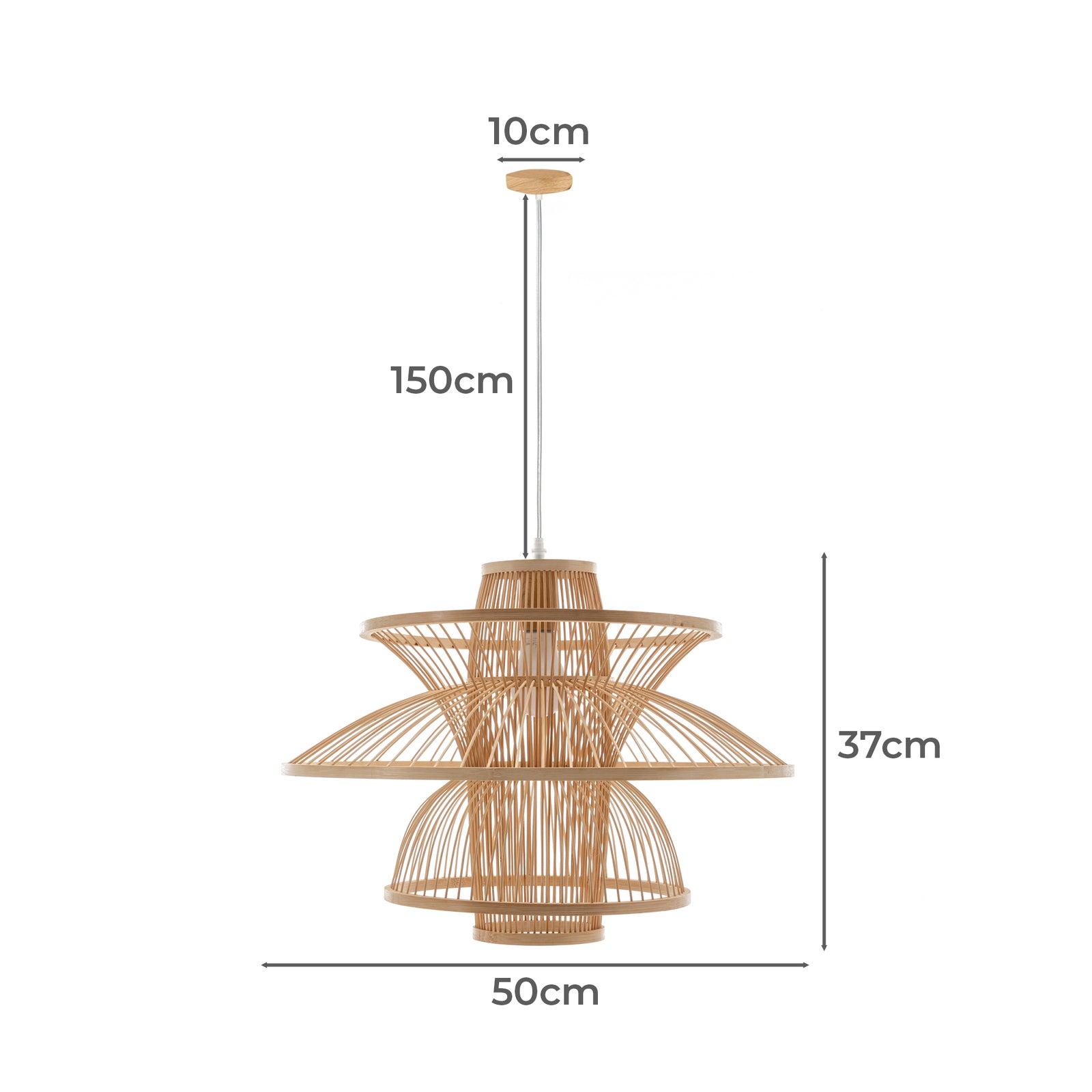 Aurora Natural Hand-Woven Bamboo 3-Layer Pendant Lamp Light V563-75233