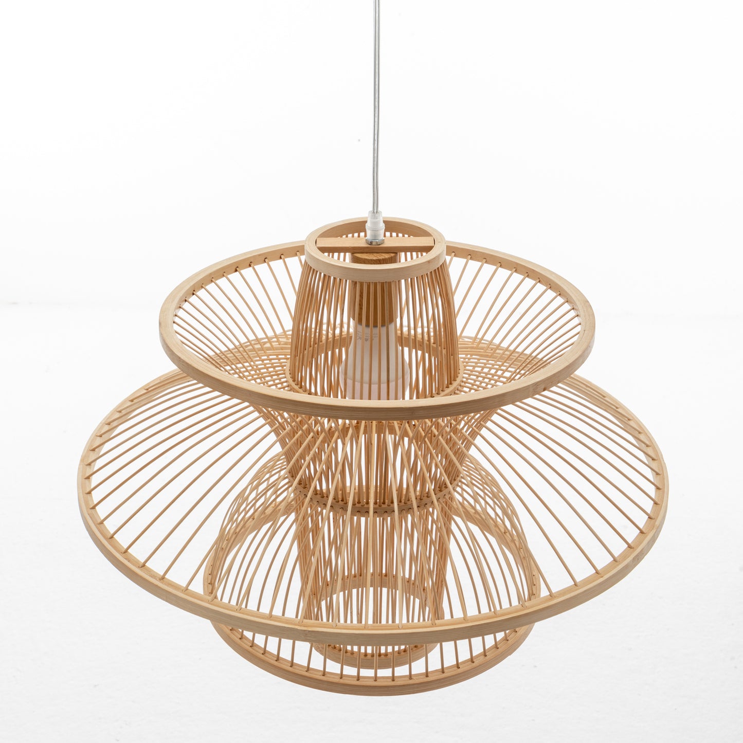 Aurora Natural Hand-Woven Bamboo 3-Layer Pendant Lamp Light V563-75233