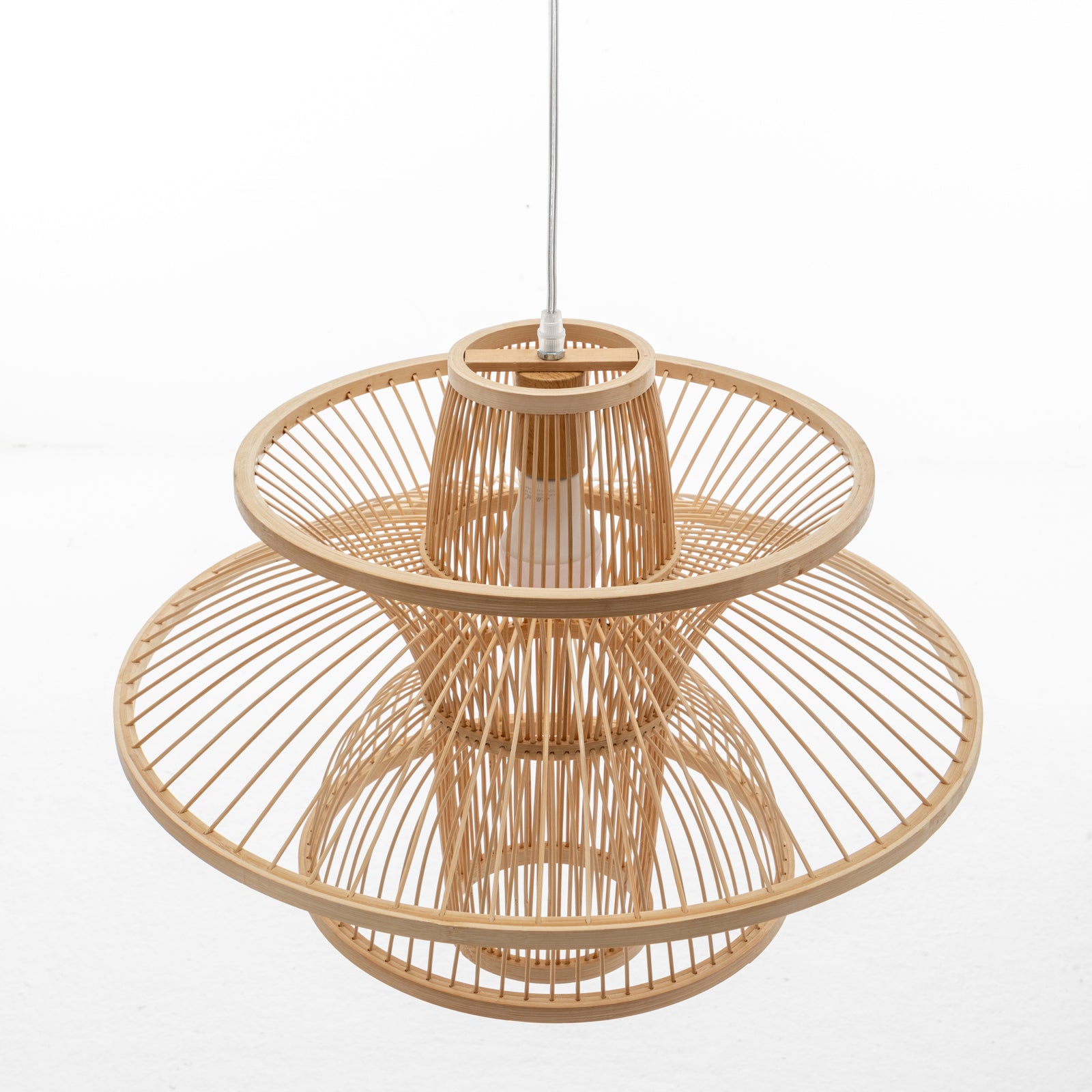 Aurora Natural Hand-Woven Bamboo 3-Layer Pendant Lamp Light V563-75233