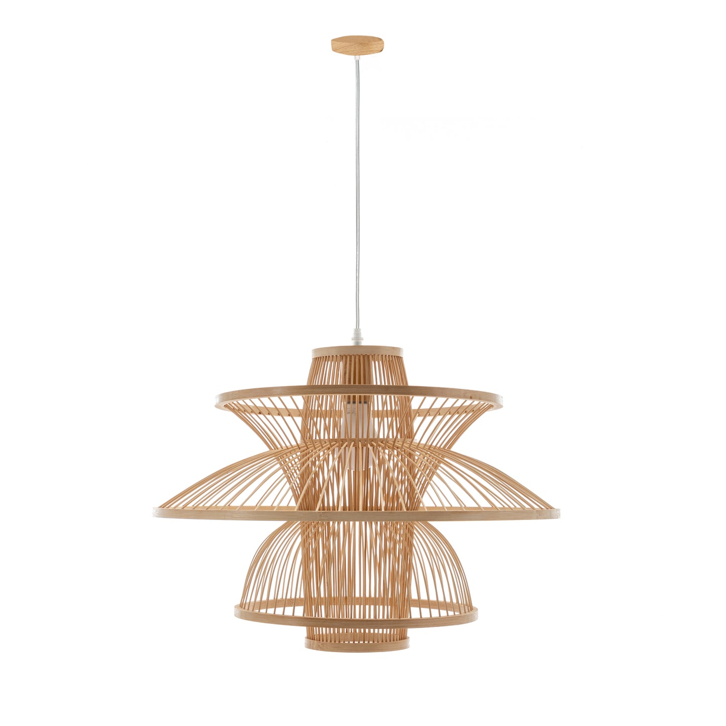 Aurora Natural Hand-Woven Bamboo 3-Layer Pendant Lamp Light V563-75233