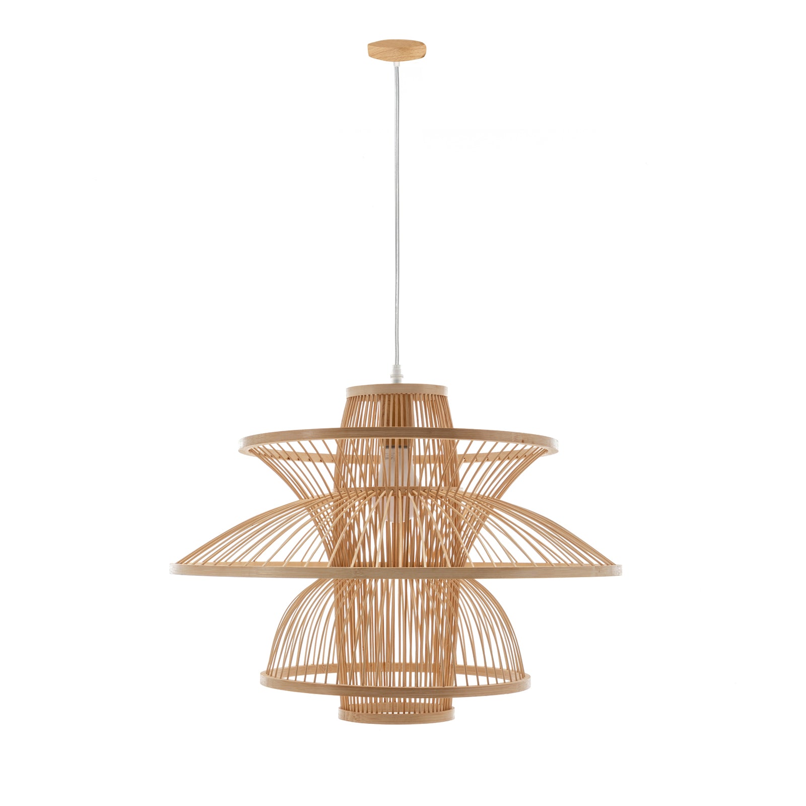 Aurora Natural Hand-Woven Bamboo 3-Layer Pendant Lamp Light V563-75233