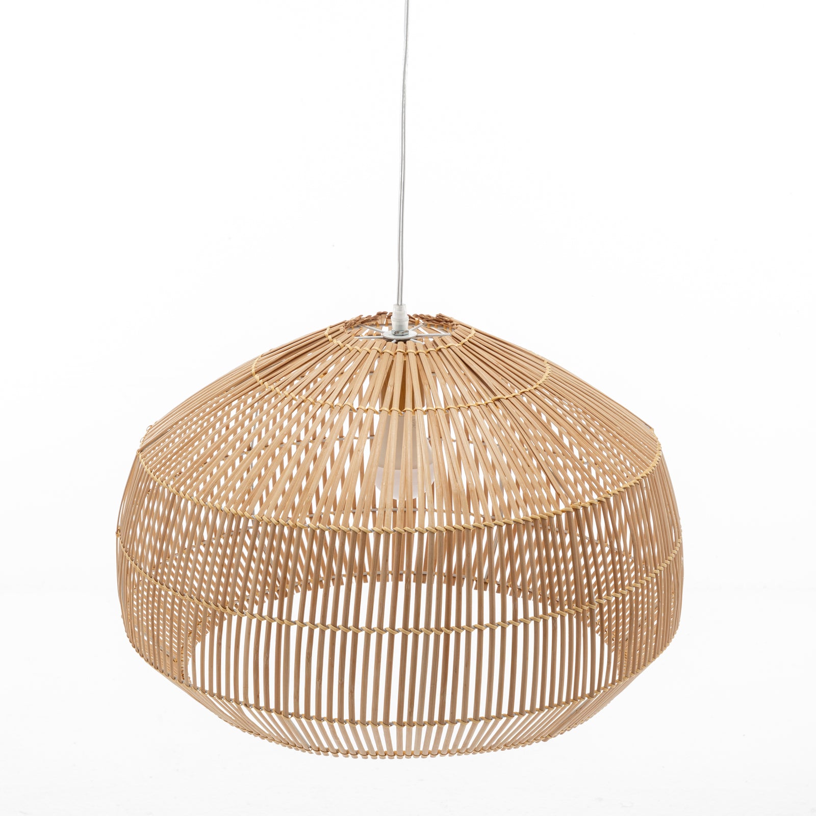 Solara Sphere Natural Hand-Woven Bamboo Cage Pendant Lamp Light V563-75234