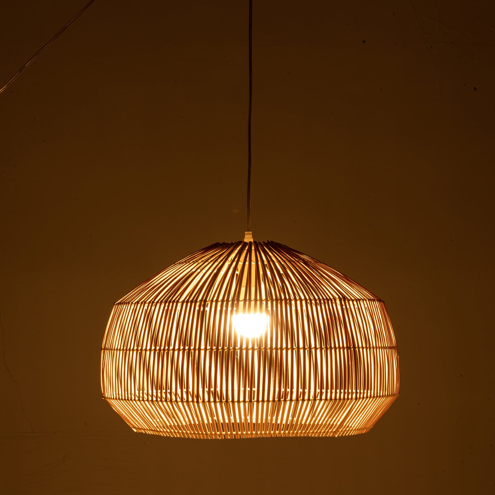 Solara Sphere Natural Hand-Woven Bamboo Cage Pendant Lamp Light V563-75234