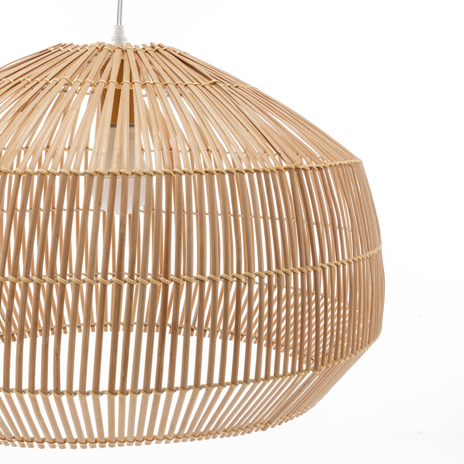 Solara Sphere Natural Hand-Woven Bamboo Cage Pendant Lamp Light V563-75234