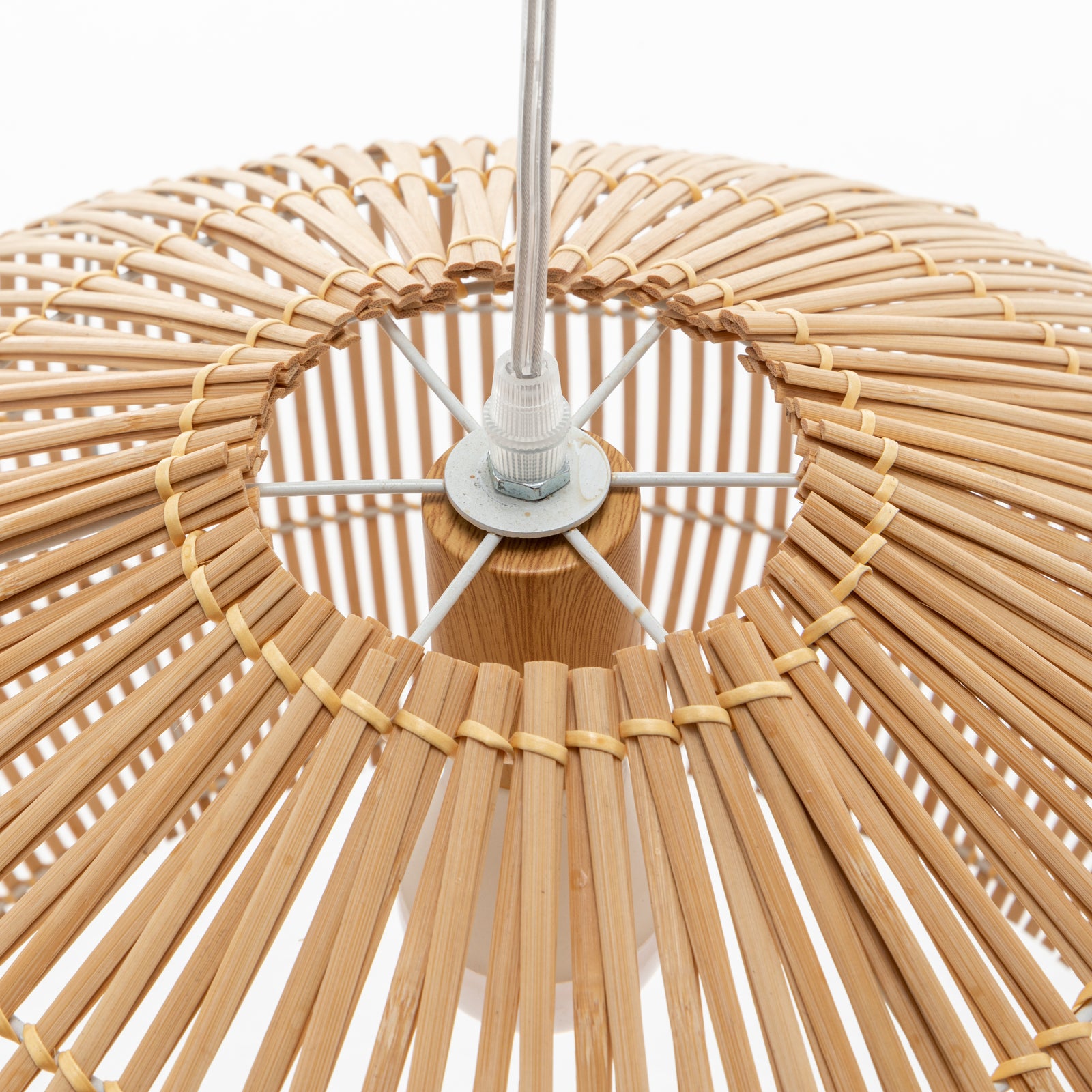 Solara Sphere Natural Hand-Woven Bamboo Cage Pendant Lamp Light V563-75234