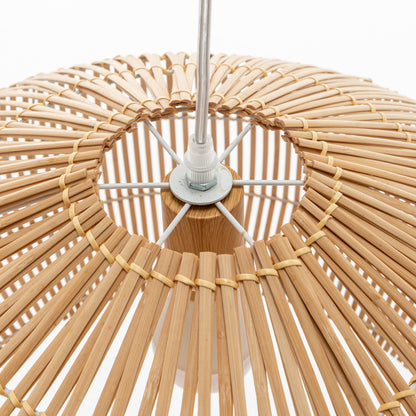 Solara Sphere Natural Hand-Woven Bamboo Cage Pendant Lamp Light V563-75234