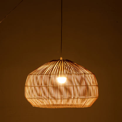Solara Sphere Natural Hand-Woven Bamboo Cage Pendant Lamp Light V563-75234
