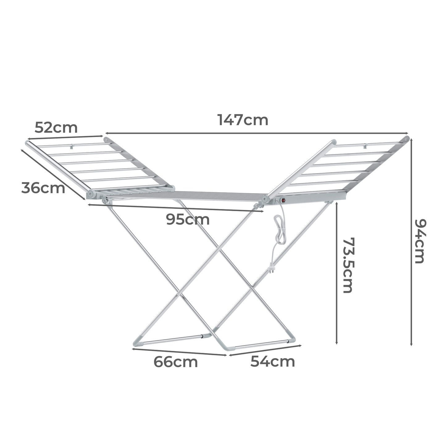 Electric Airer Heated Foldable Clothes Dryer Drying Indoor Folding Rack V563-75240