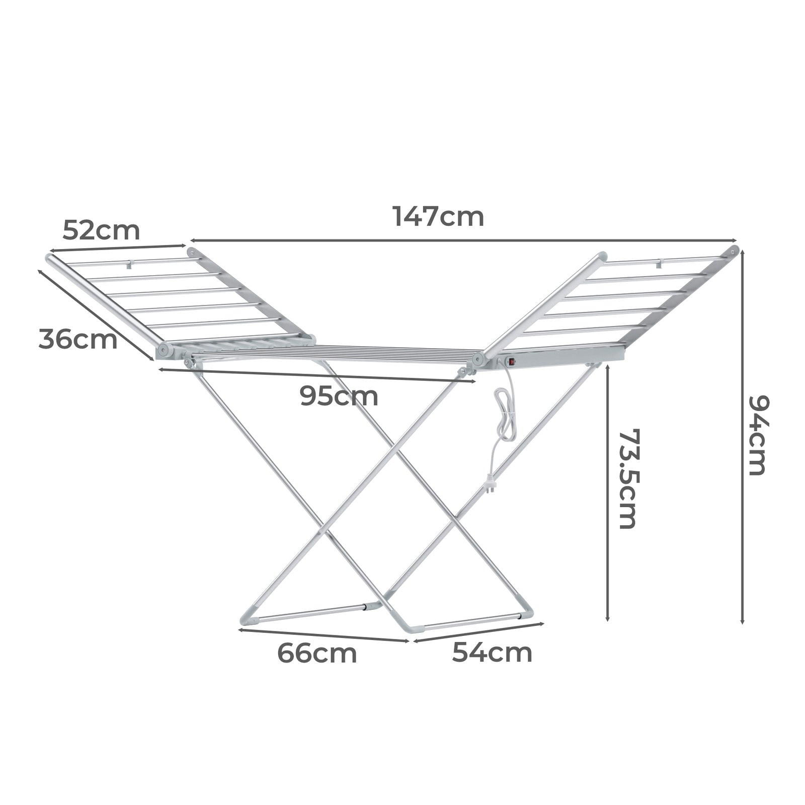 Electric Airer Heated Foldable Clothes Dryer Drying Indoor Folding Rack V563-75240