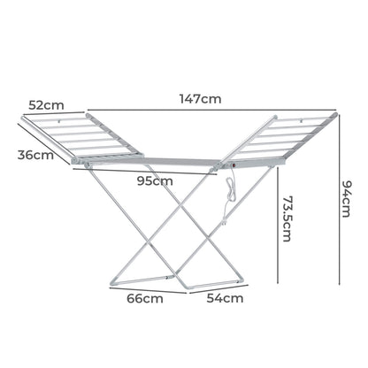 Electric Airer Heated Foldable Clothes Dryer Drying Indoor Folding Rack V563-75240