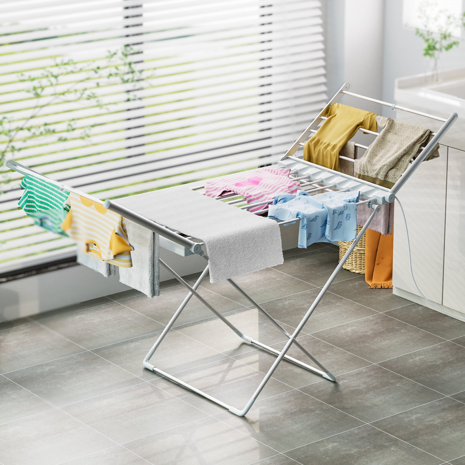 Electric Airer Heated Foldable Clothes Dryer Drying Indoor Folding Rack V563-75240