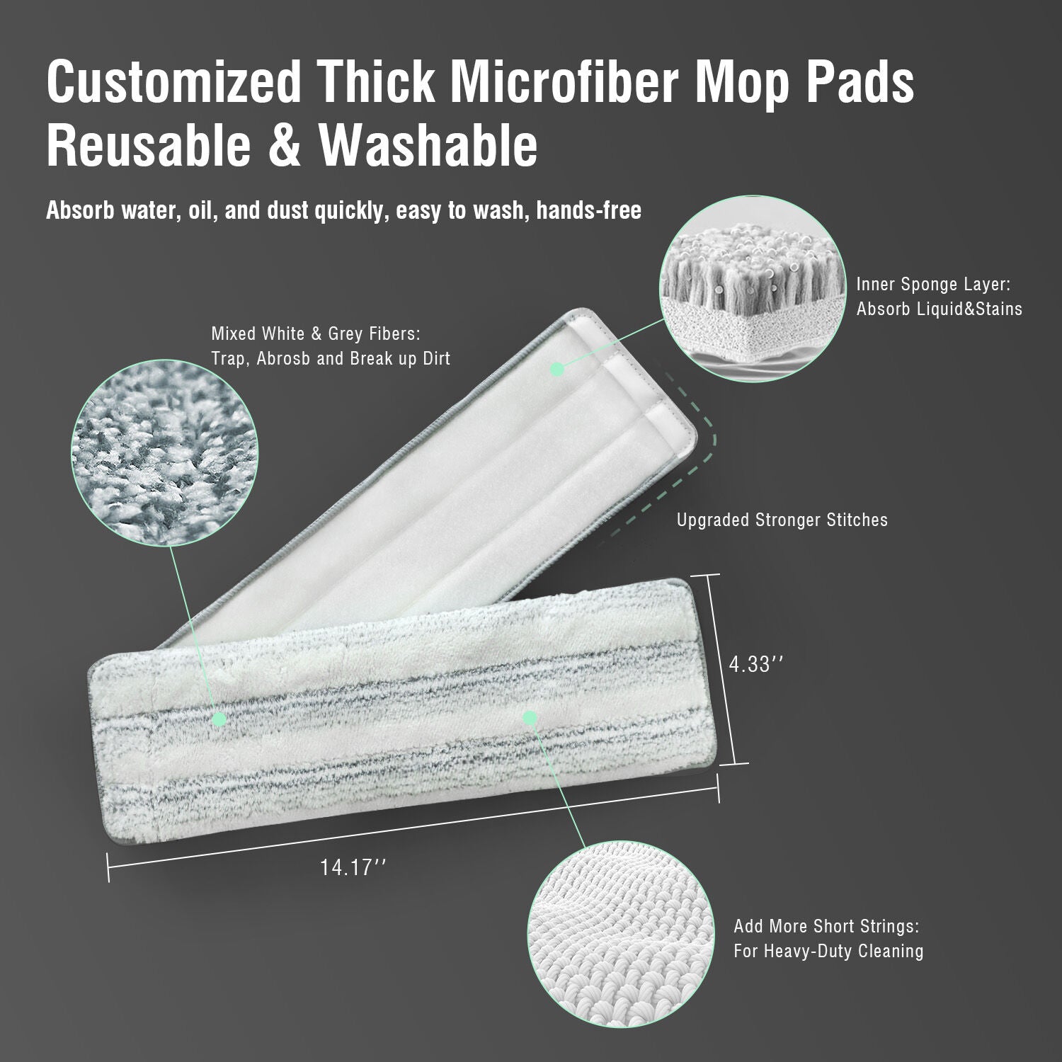 Premium Microfiber Flat Mop Bucket Set w/ Clean & Dirty Water Separation 360 Degree - Light Green V563-75254