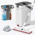 Premium Microfiber Flat Mop Bucket Set w/ Clean & Dirty Water Separation 360 Degree - White V563-75255
