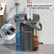 Premium Microfiber Flat Mop Bucket Set w/ Clean & Dirty Water Separation 360 Degree - White V563-75255