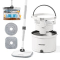 Premium Microfiber Round Mop Bucket Set w/ Clean & Dirty Water Separation 360 Degree - White V563-75256