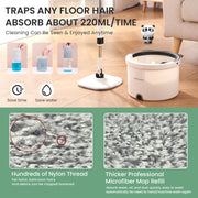 Premium Microfiber Round Mop Bucket Set w/ Clean & Dirty Water Separation 360 Degree - White V563-75256