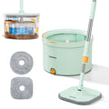Premium Microfiber Round Mop Bucket Set w/ Clean & Dirty Water Separation 360 Degree - Light Green V563-75257