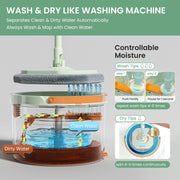 Premium Microfiber Round Mop Bucket Set w/ Clean & Dirty Water Separation 360 Degree - Light Green V563-75257
