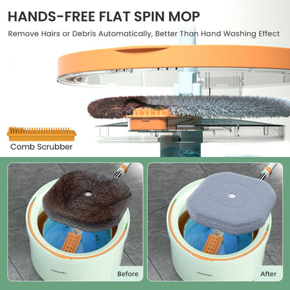 Premium Microfiber Round Mop Bucket Set w/ Clean & Dirty Water Separation 360 Degree - Light Green V563-75257