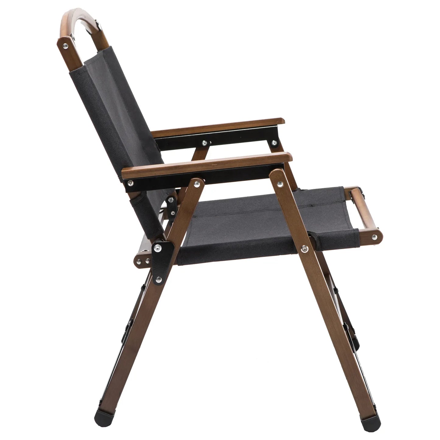 Bamboo Canvas Foldable Outdoor Camping Chair Wooden Travel Picnic Park - Black V563-75622-BLACK