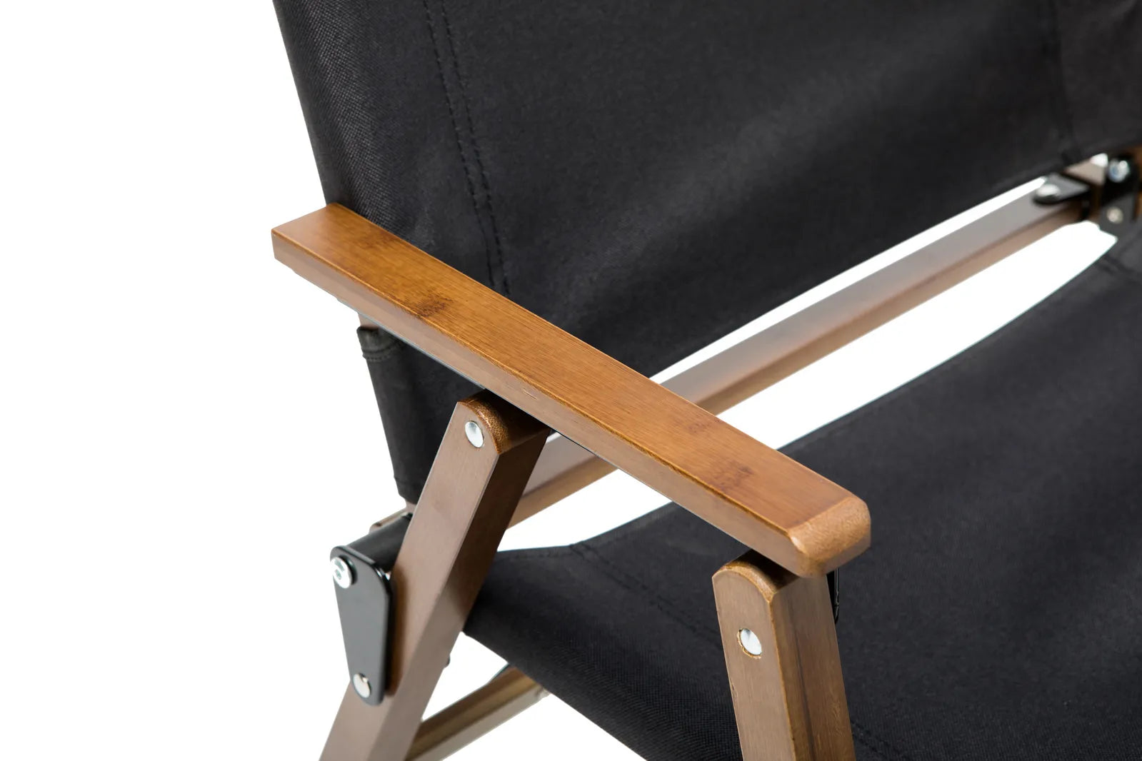 Bamboo Canvas Foldable Outdoor Camping Chair Wooden Travel Picnic Park - Black V563-75622-BLACK
