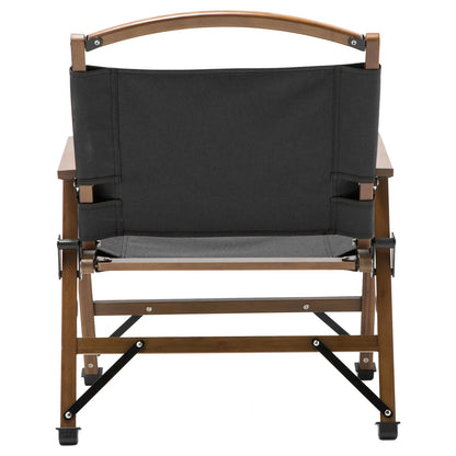 Bamboo Canvas Foldable Outdoor Camping Chair Wooden Travel Picnic Park - Black V563-75622-BLACK