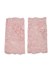Dents Womens Lace Fingerless Mitten Glove Ladies Wedding Bridal Formal Floral - Pink