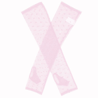 Dents Womens Long Below-Elbow Tulle Flock Dot Fingerless Mittens Gloves - Pink V563-76-0037-PINK