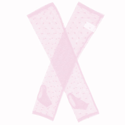 Dents Womens Long Below-Elbow Tulle Flock Dot Fingerless Mittens Gloves - Pink V563-76-0037-PINK