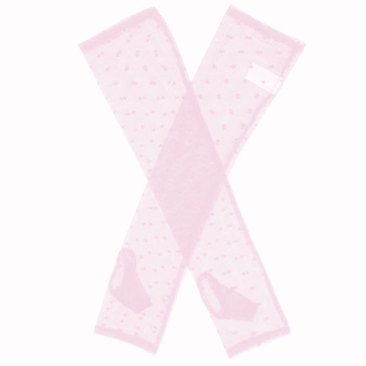 Dents Womens Long Below-Elbow Tulle Flock Dot Fingerless Mittens Gloves - Pink V563-76-0037-PINK