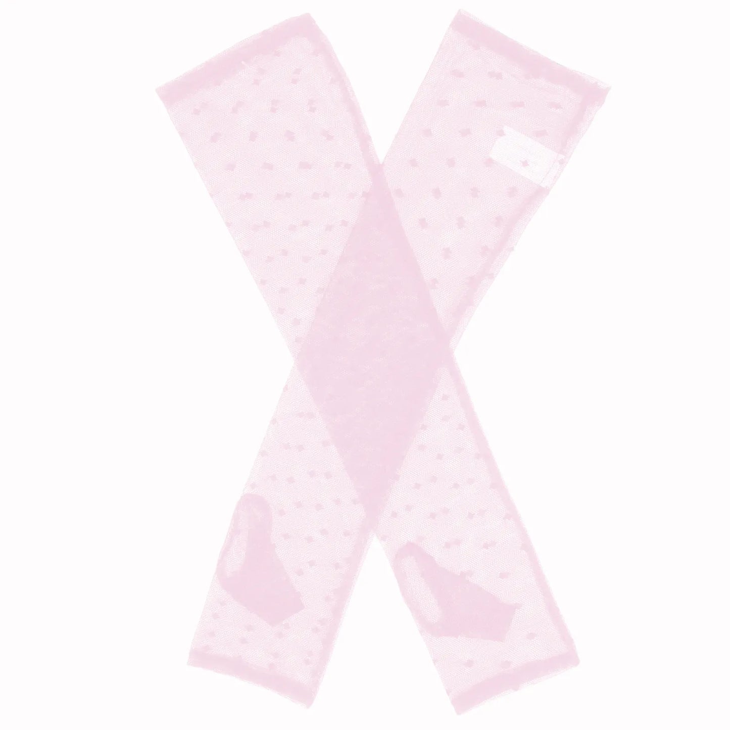 Dents Womens Long Below-Elbow Tulle Flock Dot Fingerless Mittens Gloves - Pink V563-76-0037-PINK