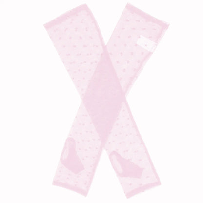 Dents Womens Long Below-Elbow Tulle Flock Dot Fingerless Mittens Gloves - Pink V563-76-0037-PINK