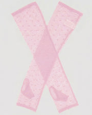 Dents Womens Long Below-Elbow Tulle Flock Dot Fingerless Mittens Gloves - Pink V563-76-0037-PINK
