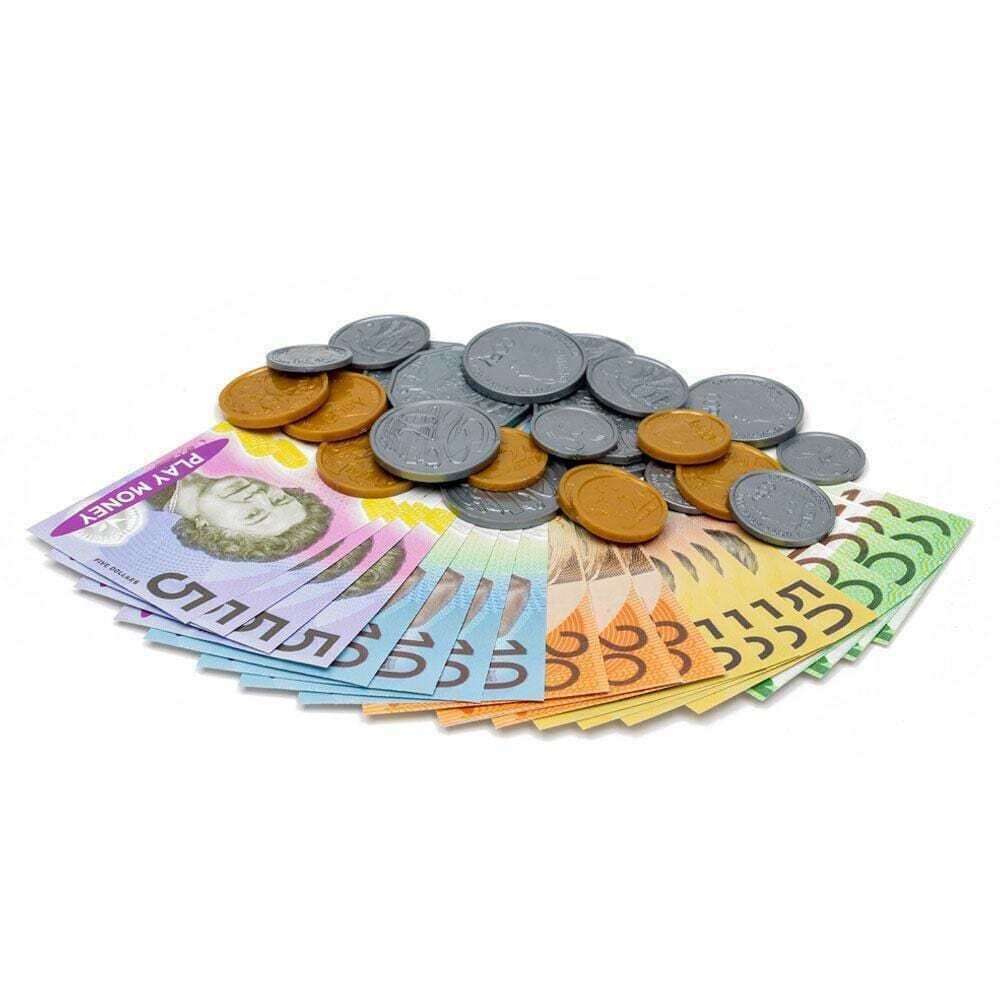 44pcs Australian Play Money Coins & Notes Maths Pretend Shopping V563-784-20101