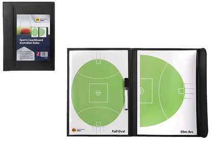 Marbig AFL Coach Board Pad Footy Football Full Oval & 50m Arc with Marker in All-Weather Case V563-78581