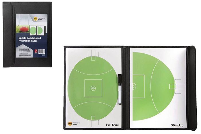 Marbig AFL Coach Board Pad Footy Football Full Oval & 50m Arc with Marker in All-Weather Case V563-78581