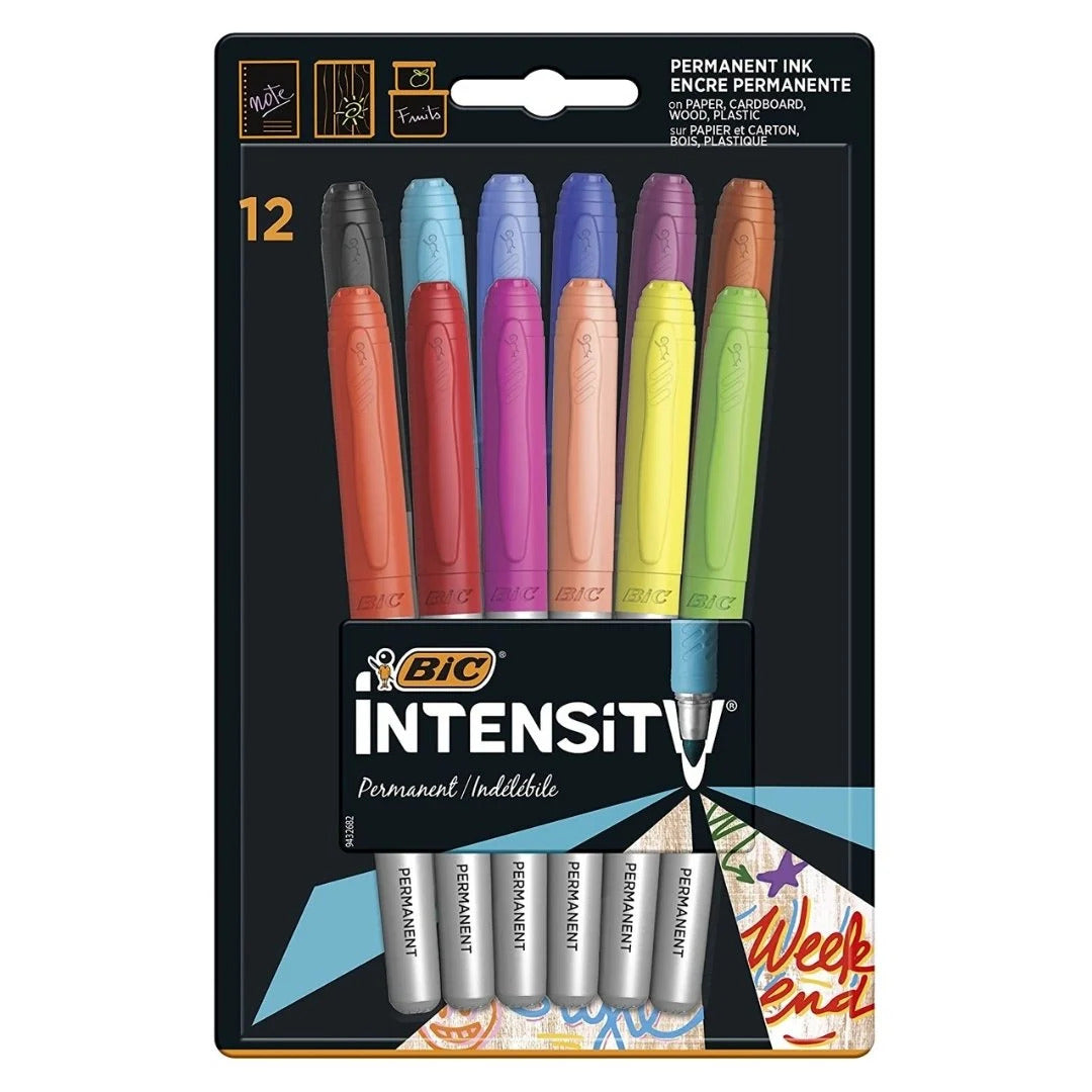 BiC Intensity Permanent Markers - 1 Pack of 12 - Assorted Colours V563-79416