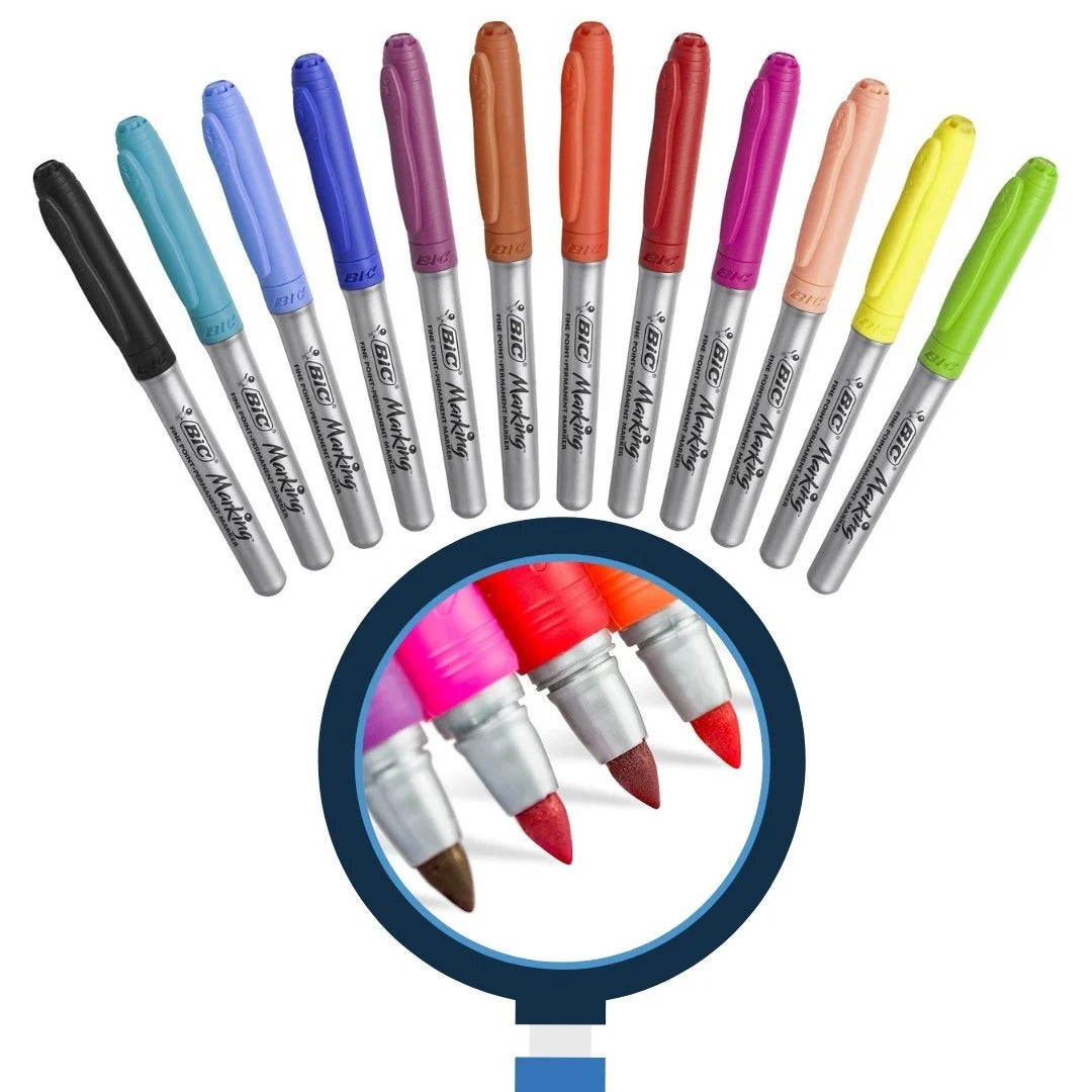 BiC Intensity Permanent Markers - 1 Pack of 12 - Assorted Colours V563-79416